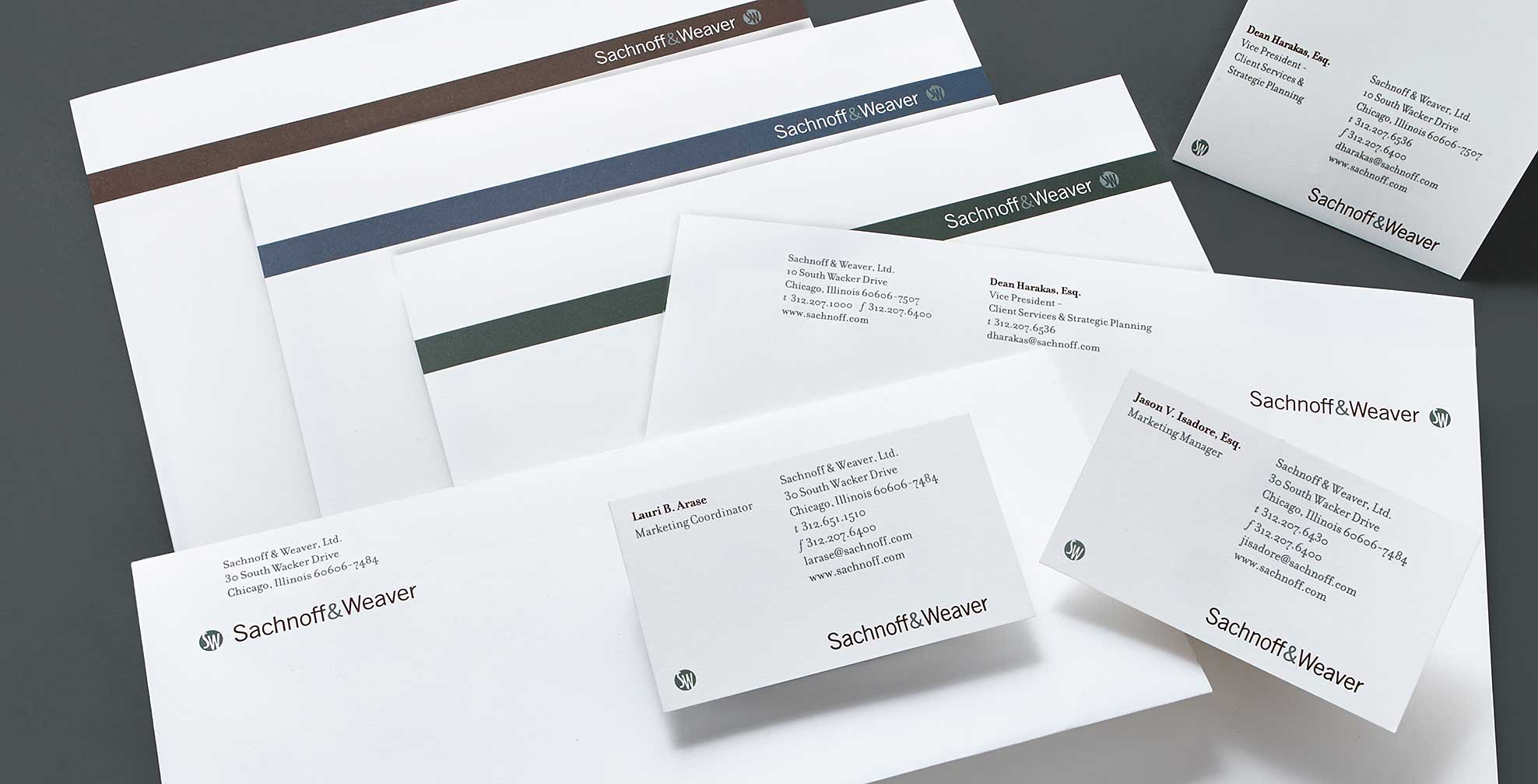 sachnoff-and-weaver_stationery.jpg Art Direction by: Bart Crosby, Crosby Associates